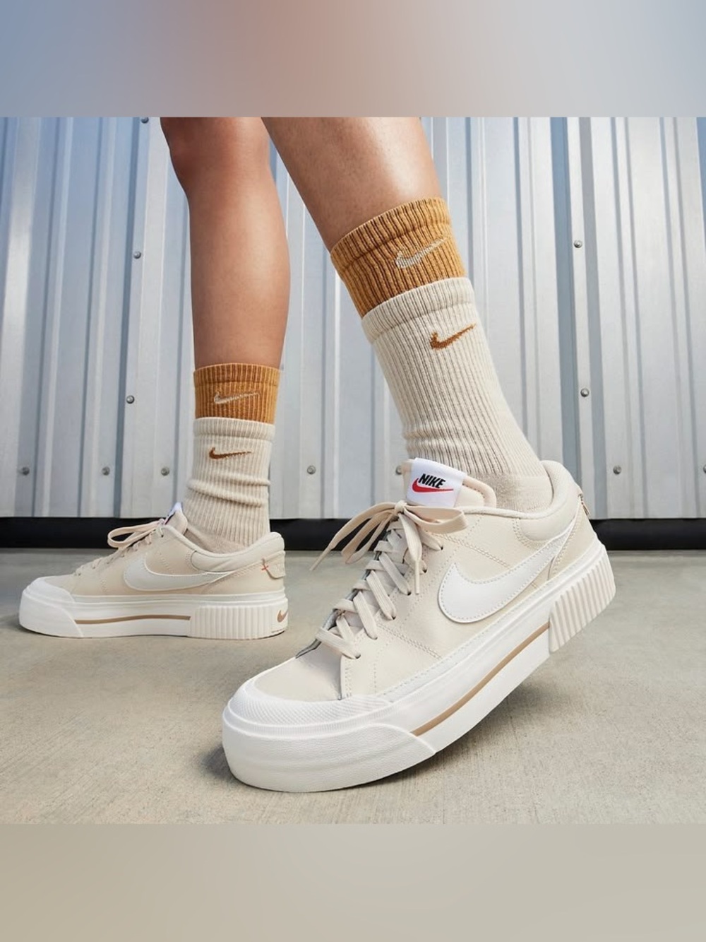 Nike Court Legacy Lift Shoes in Beige (Women’s Size 6.5)